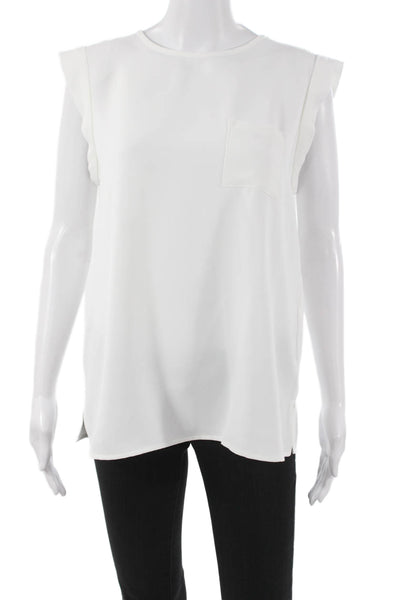 Frank Lyman Womens Tunic White Polyester Round Neck Sleeveless Pullover Size 10