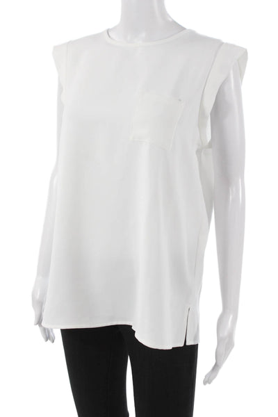 Frank Lyman Womens Tunic White Polyester Round Neck Sleeveless Pullover Size 10