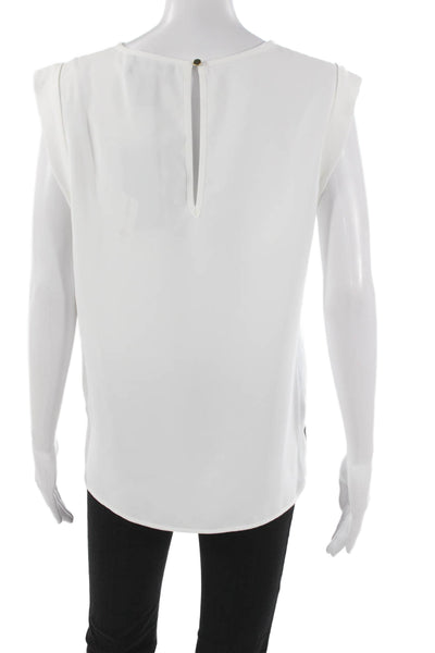 Frank Lyman Womens Tunic White Polyester Round Neck Sleeveless Pullover Size 10