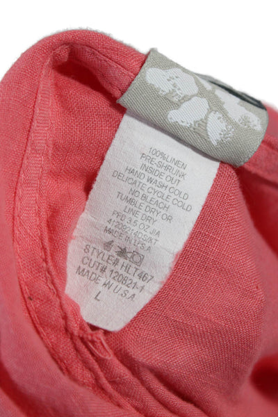 Match Point Women Shift Blouse Pink Linen Cowl Neck Sleeveless Pullover Size L