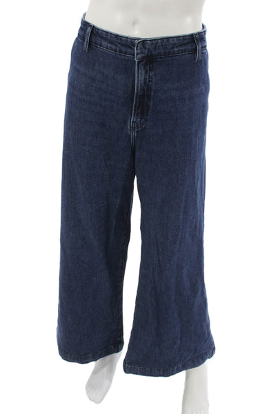 Frame Womens Cropped Blue Cotton Jeans Button Closure Size 32