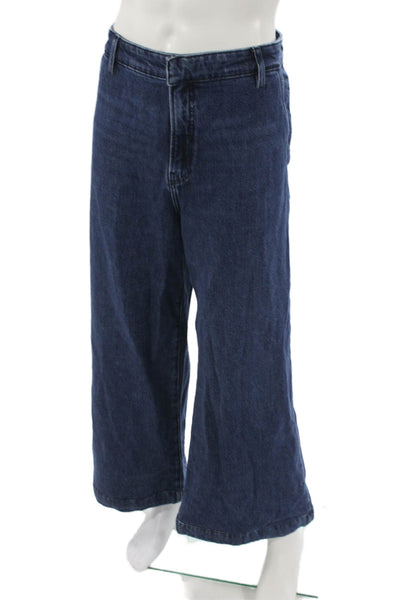 Frame Womens Cropped Blue Cotton Jeans Button Closure Size 32