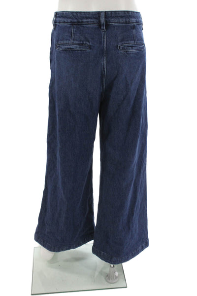 Frame Womens Cropped Blue Cotton Jeans Button Closure Size 32