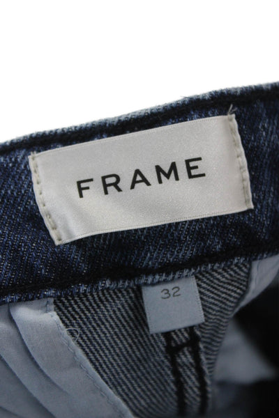 Frame Womens Cropped Blue Cotton Jeans Button Closure Size 32