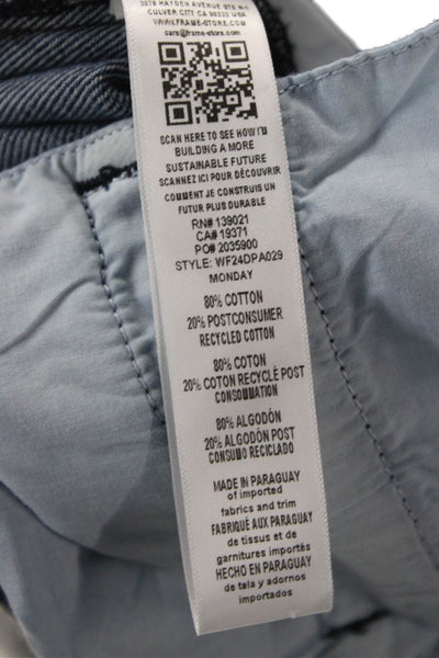 Frame Womens Cropped Blue Cotton Jeans Button Closure Size 32