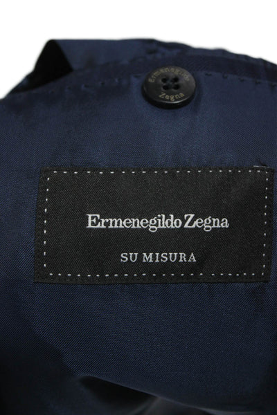 Ermenegildo Zegna Mens Blue Check Wool Blazer Size 46