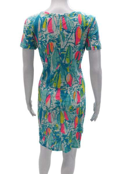 Lilly Pulitzer Women Multicolor V-Neck Short Sleeve Shift Dress Size S