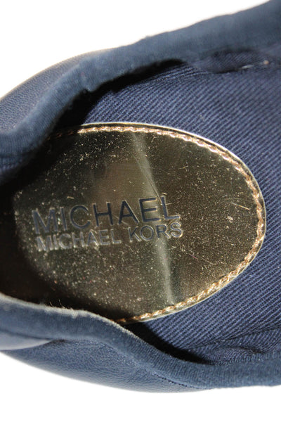Michael Michael Kors Womens Slip On Back Logo Bow Ballet Flats Navy Leather 8