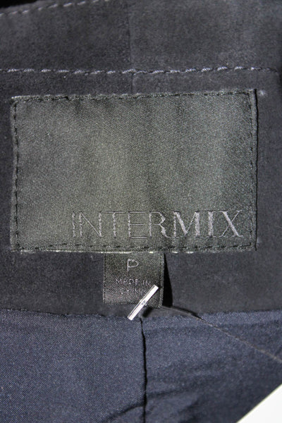 Intermix Women Black Genuine Leather A-Line Skirt Button Short Petites Size XS