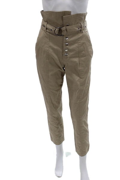 Marissa Webb Womens Beige Cotton Ankle Pants Buckle Solid Size 2