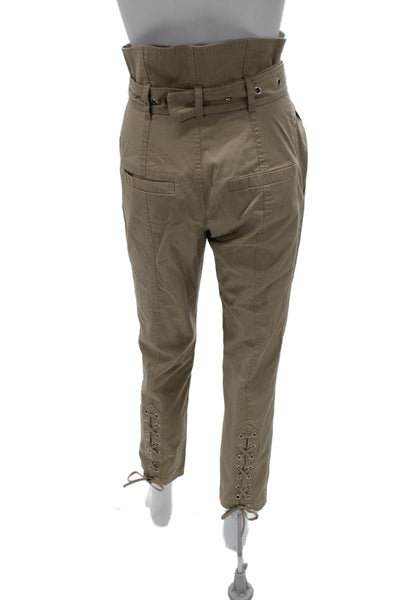 Marissa Webb Womens Beige Cotton Ankle Pants Buckle Solid Size 2