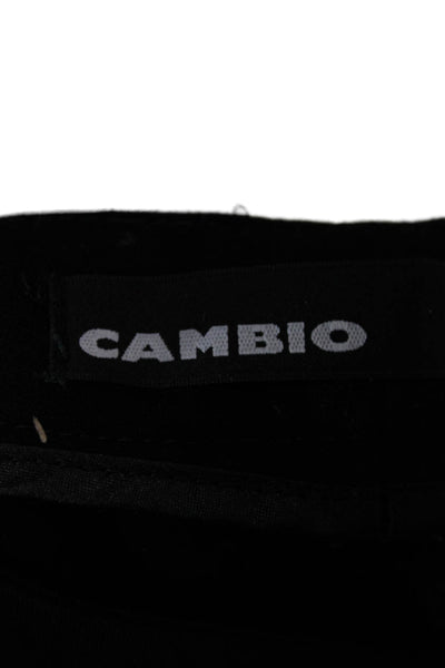 Cambio Women Cropped Floral Viscose Black Pants Size 2