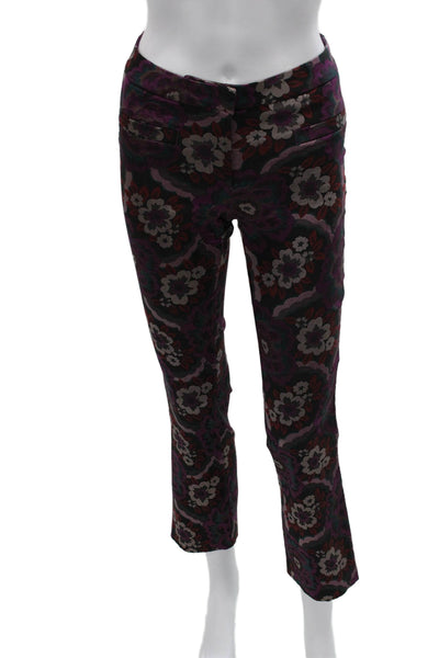 Cambio Womens Cropped Floral Multicolor Polyester Pants Zip Size 2