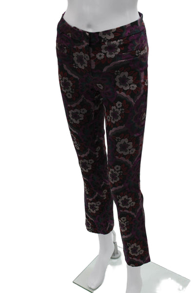 Cambio Womens Cropped Floral Multicolor Polyester Pants Zip Size 2