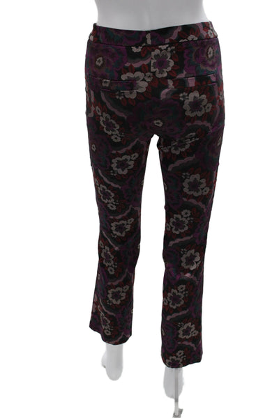 Cambio Womens Cropped Floral Multicolor Polyester Pants Zip Size 2
