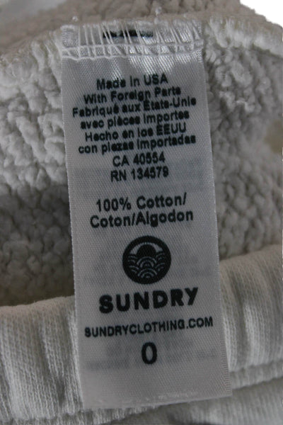 Sundry Women Striped Cotton Jogger Pants White Drawstring Size 0