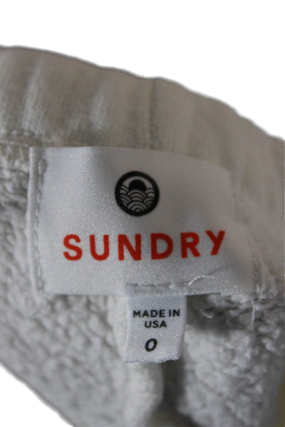 Sundry Women Striped Cotton Jogger Pants White Drawstring Size 0