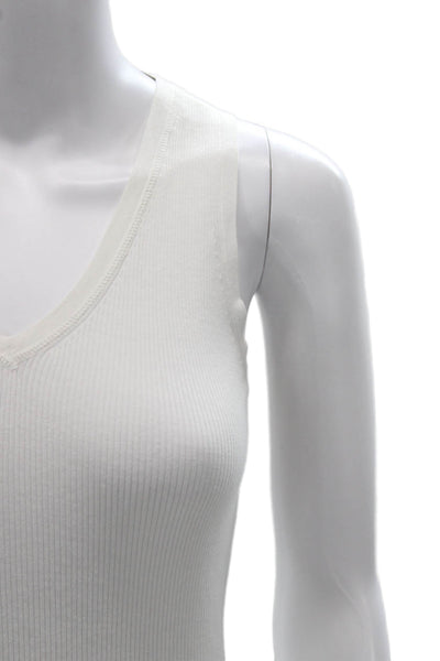Margaret OLeary Womens Basic Cotton V-Neck Sleeveless Tank White Size S