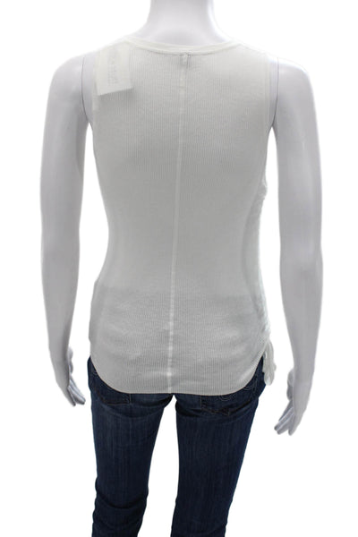 Margaret OLeary Womens Basic Cotton V-Neck Sleeveless Tank White Size S