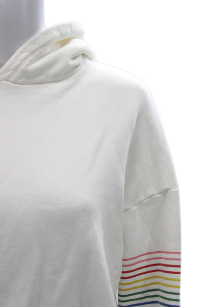 Sundry Womens White Cotton Pullover Hoodie Round Neck Long Sleeve Size 1