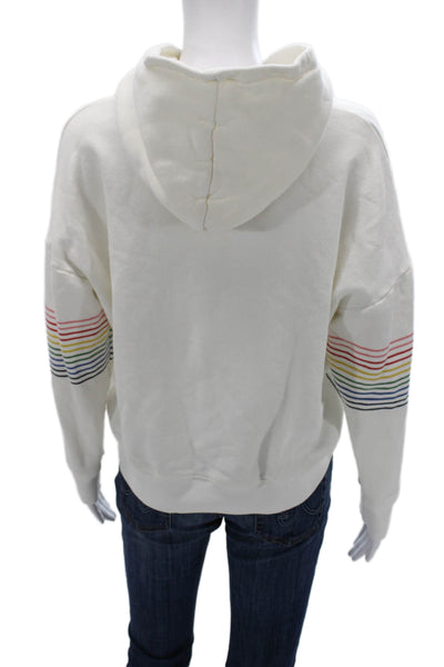 Sundry Womens White Cotton Pullover Hoodie Round Neck Long Sleeve Size 1