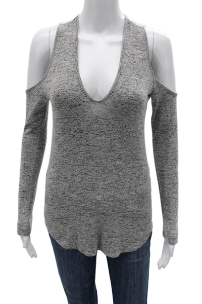 Riller Womens Tunic Blouse Gray V-Neck Long Sleeve Rayon Pullover Size 0