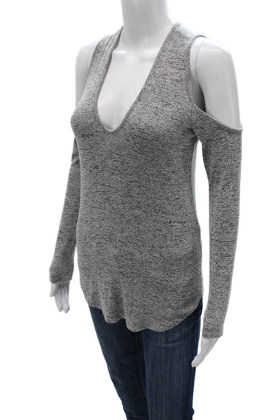 Riller Womens Tunic Blouse Gray V-Neck Long Sleeve Rayon Pullover Size 0