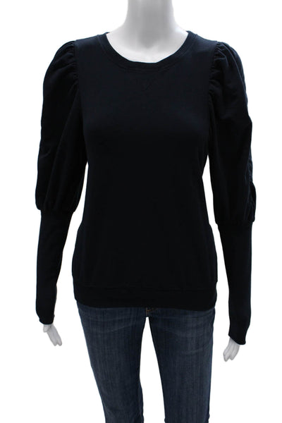 Sundays Womens Cotton Crew Neck Pullover Sweatshirt Black Long Sleeve Size 1