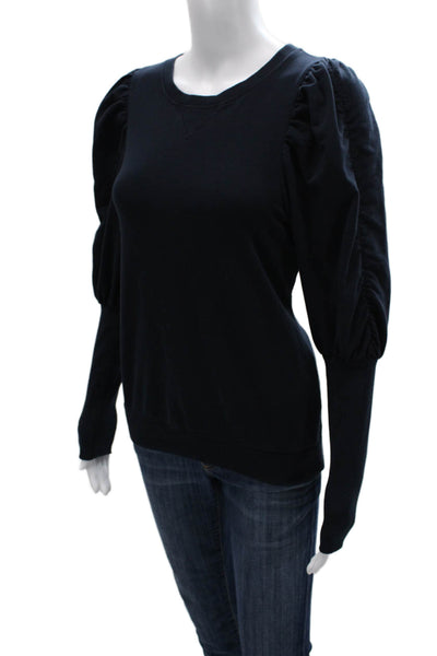 Sundays Womens Cotton Crew Neck Pullover Sweatshirt Black Long Sleeve Size 1