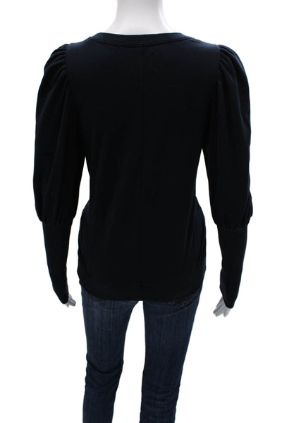Sundays Womens Cotton Crew Neck Pullover Sweatshirt Black Long Sleeve Size 1