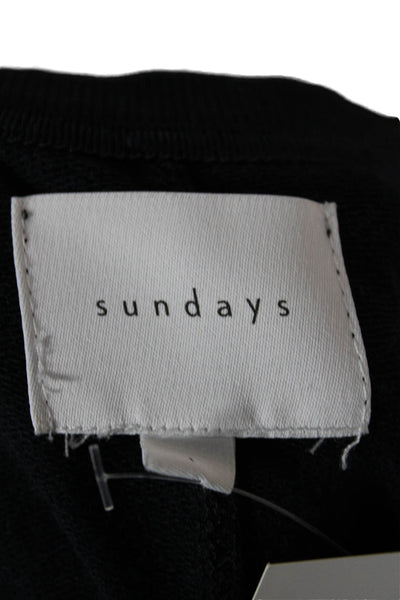 Sundays Womens Cotton Crew Neck Pullover Sweatshirt Black Long Sleeve Size 1
