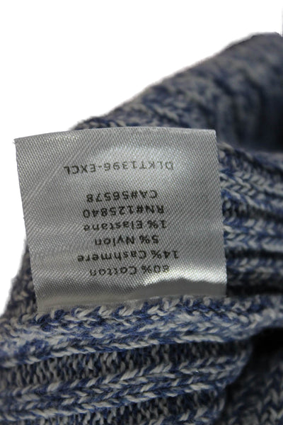 Intermix Women Blue Cotton Abstract Square Neck Sleeveless Tank Sweater Size S