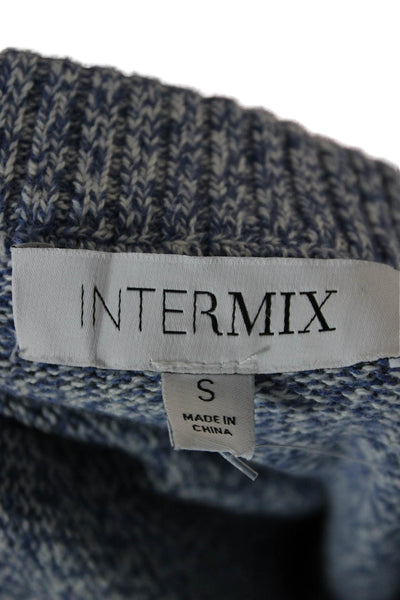Intermix Women Blue Cotton Abstract Square Neck Sleeveless Tank Sweater Size S