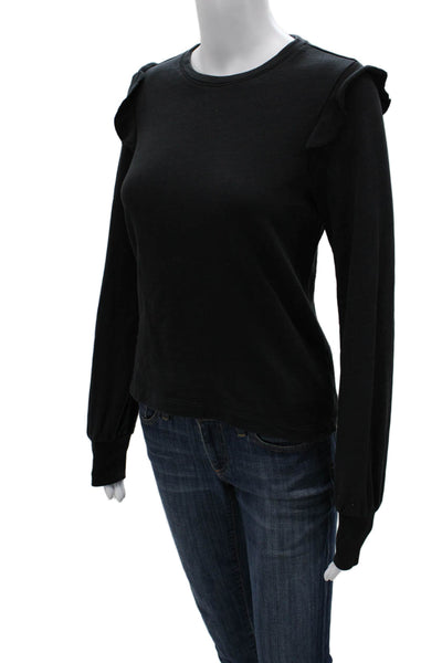 Lilla P Womens Basic Pullover Sweater Black Crew Neck Long Sleeve Size XS