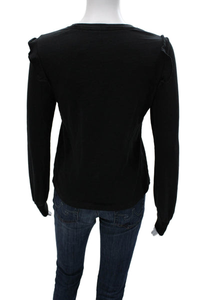 Lilla P Womens Basic Pullover Sweater Black Crew Neck Long Sleeve Size XS