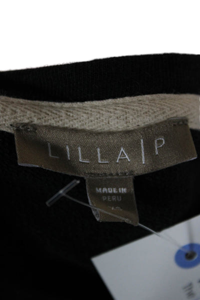 Lilla P Womens Basic Pullover Sweater Black Crew Neck Long Sleeve Size XS