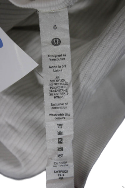 Lululemon Womens Pullover T-Shirt White Long Sleeve Striped Crew Size 6