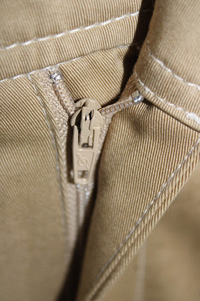 Zara Womens Cargo Pants Beige Cotton Zip Solid Spring Size XS