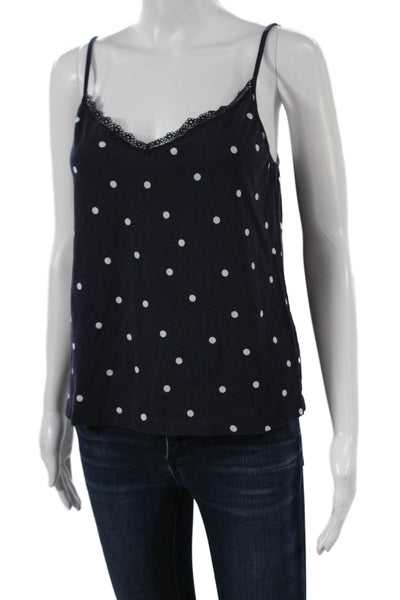 J Crew Women Blue Polka Dot V-Neck Camisole Cotton Sleeveless Size S