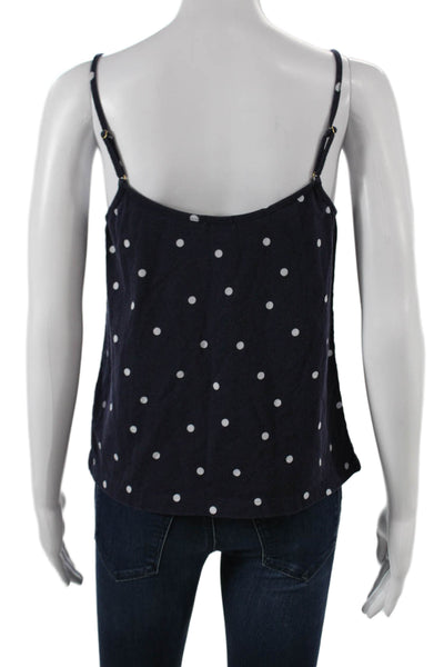 J Crew Women Blue Polka Dot V-Neck Camisole Cotton Sleeveless Size S