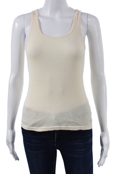 J Crew Womens Ivory Cotton Scoop Neck Basic Tank Sleeveless Size S