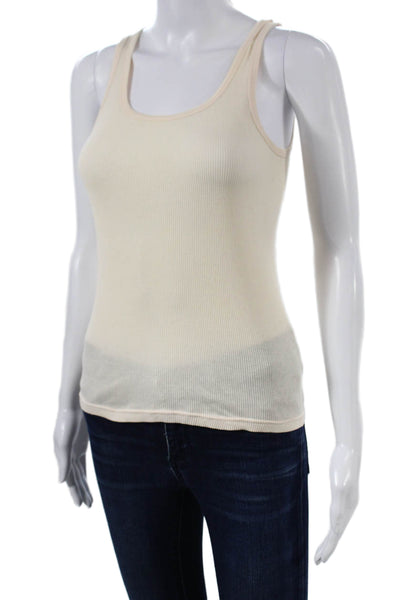 J Crew Womens Ivory Cotton Scoop Neck Basic Tank Sleeveless Size S