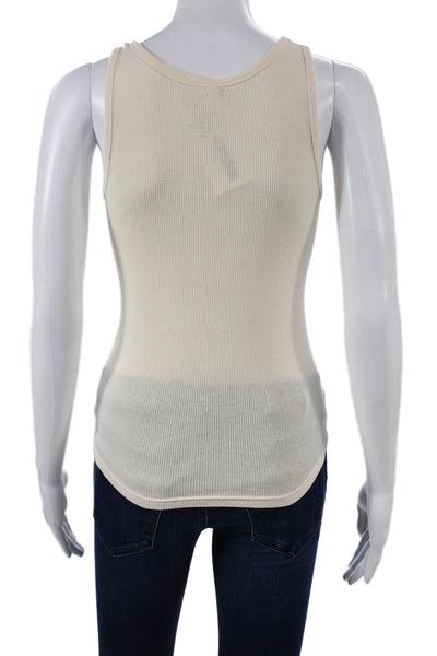 J Crew Womens Ivory Cotton Scoop Neck Basic Tank Sleeveless Size S