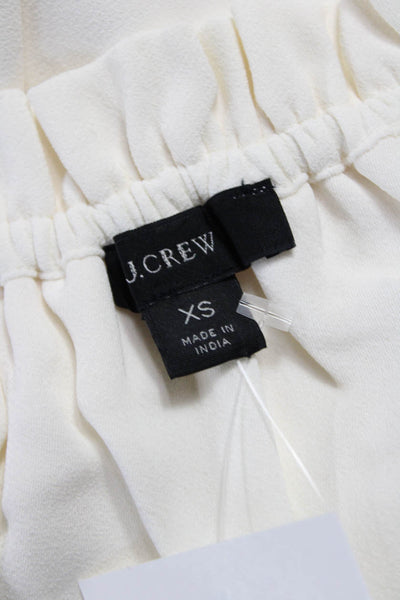 J Crew Womens V-Neck Long Sleeve Basic Blouse White Polyester Size XS