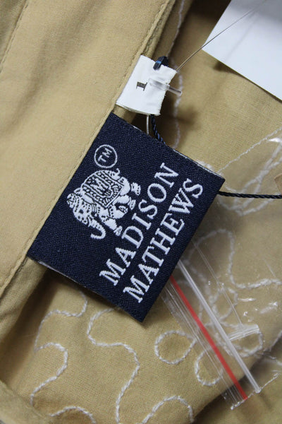 Madison Mathews Women Floral Collared Button Long Sleeve Cotton Blouse Size 1