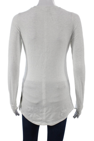 Lululemon Women White Cotton Blend Long Sleeve Crew Neck Basic T-Shirt Size 6