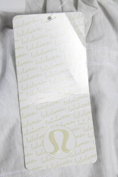 Lululemon Women White Cotton Blend Long Sleeve Crew Neck Basic T-Shirt Size 6