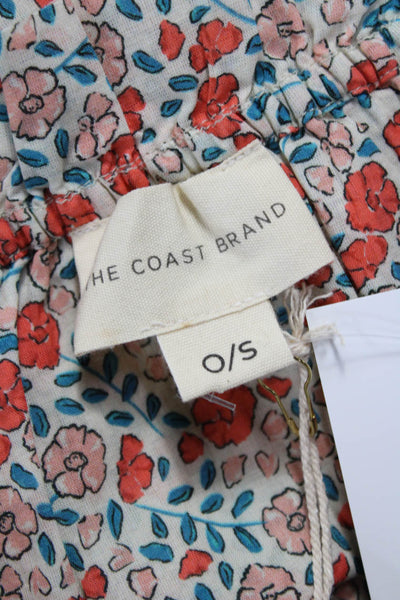 The Coast Brand Women Floral V-Neck Cotton Shift Button-Up 3/4 Sleeve Size One