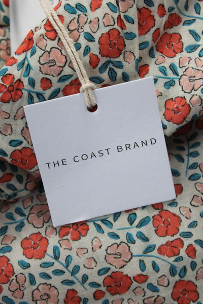 The Coast Brand Women Floral V-Neck Cotton Shift Button-Up 3/4 Sleeve Size One