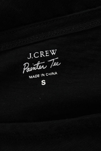 J Crew Women Black Cotton Boat Neck Long Sleeve Basic T-Shirt Pullover Size S